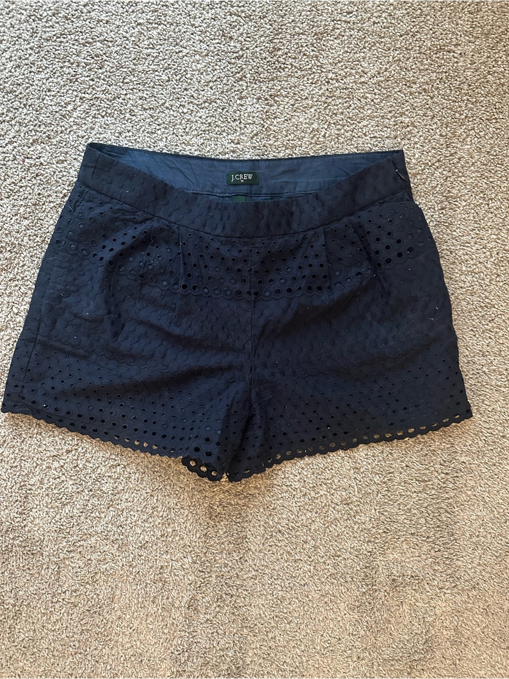 J. Crew Navy Eyelet Cotton Blend Women's Shorts 2